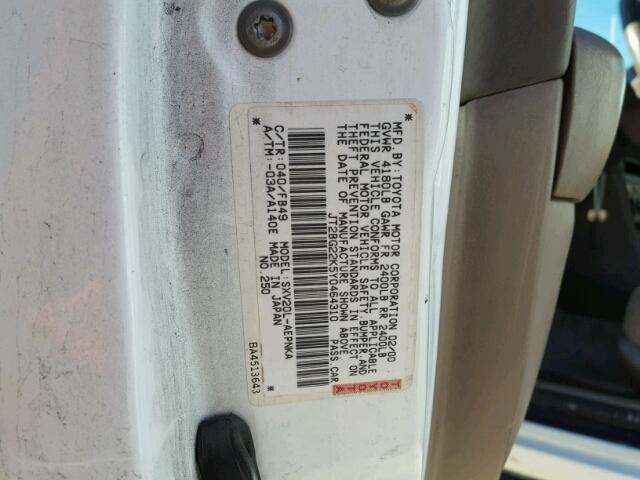 JT2BG22K5Y0464310 - 2000 TOYOTA CAMRY CE WHITE photo 10