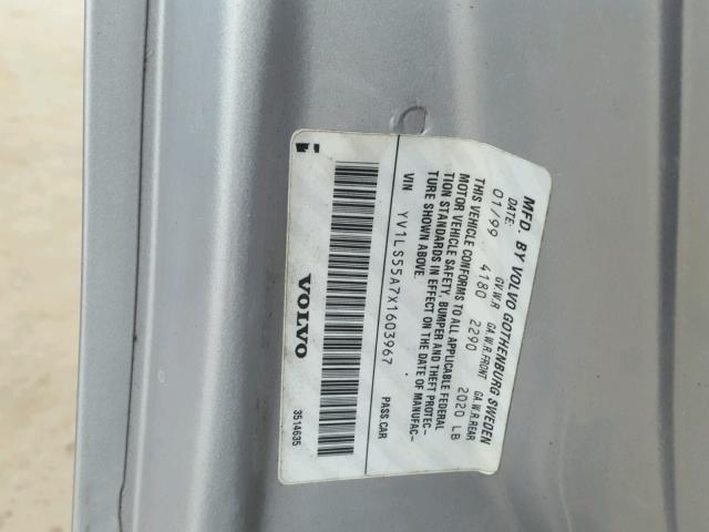 YV1LS55A7X1603967 - 1999 VOLVO S70 SILVER photo 10