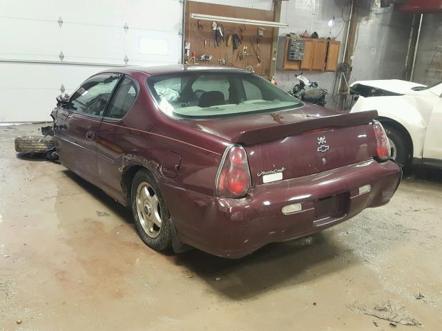 2G1WW12E849445811 - 2004 CHEVROLET MONTE CARL 勃艮第红 照片 3