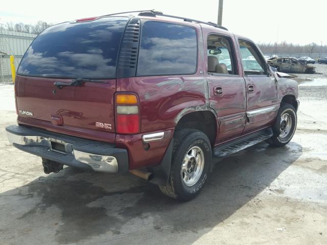 1GKEK13T81R193205 - 2001 GMC YUKON BURGUNDY photo 4