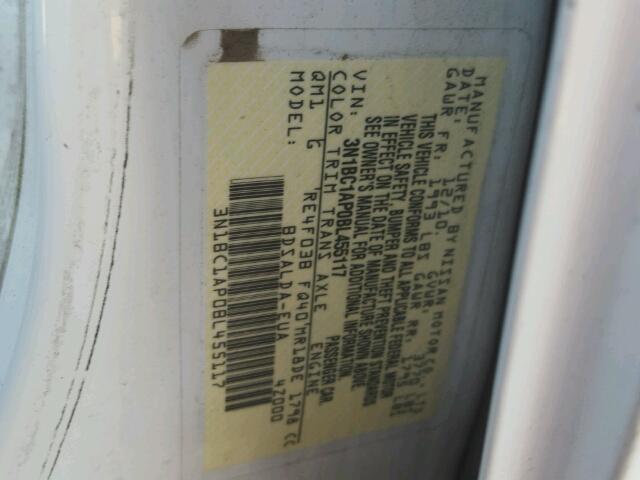 3N1BC1AP0BL455117 - 2011 NISSAN VERSA S WHITE photo 10