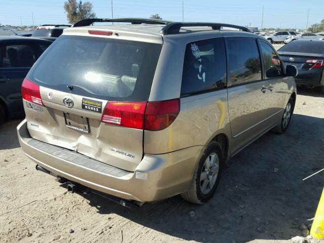 5TDZA22C44S126341 - 2004 TOYOTA SIENNA XLE BEIGE photo 4