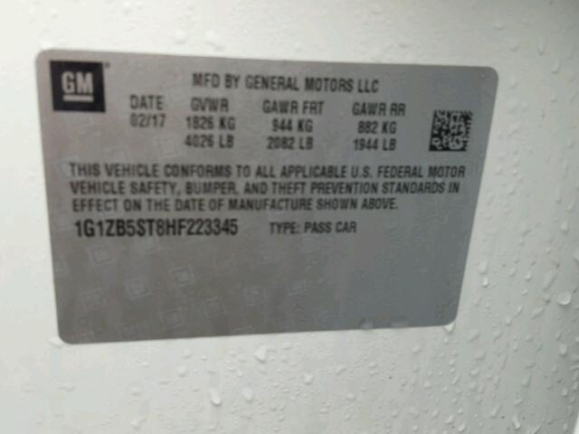 1G1ZB5ST8HF223345 - 2017 CHEVROLET MALIBU LS Ağ foto 10