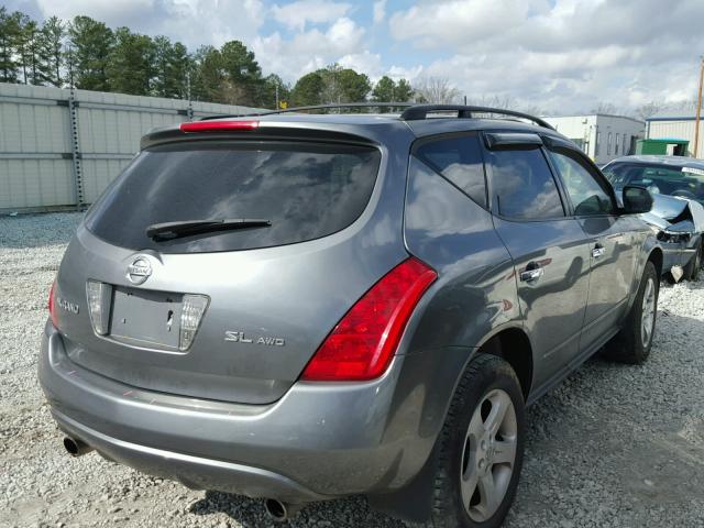 JN8AZ08W05W413502 - 2005 NISSAN MURANO SL GRAY photo 4