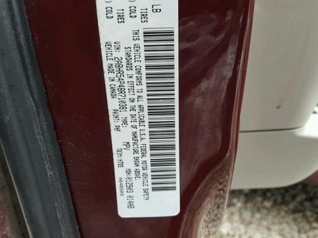 2A8HR54P48R710381 - 2008 CHRYSLER TOWN & COU MAROON photo 10