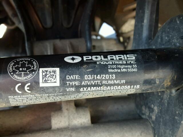 4XAMH50A9DA058115 - 2013 POLARIS SPORTSMAN WHITE photo 10