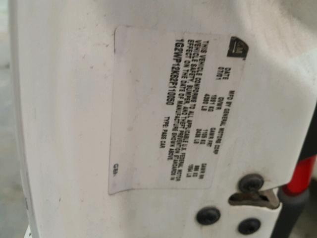 1G2WP12K62F110050 - 2002 PONTIAC GRAND PRIX WHITE photo 10