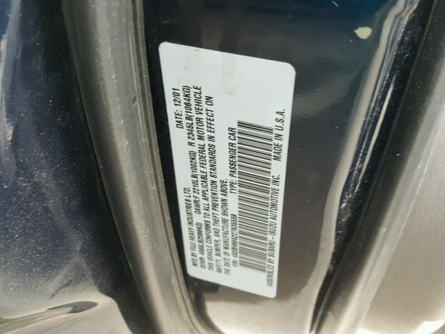 4S3BH665227635559 - 2002 SUBARU LEGACY OUT BLUE photo 10