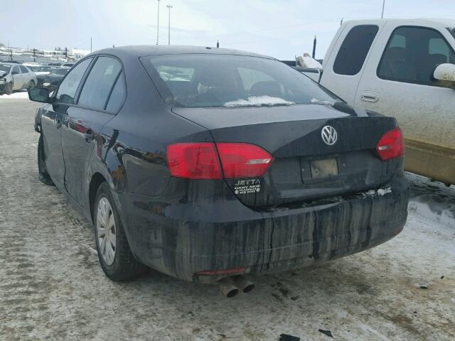 3VW2K7AJ9BM382626 - 2011 VOLKSWAGEN JETTA BASE BLACK photo 3