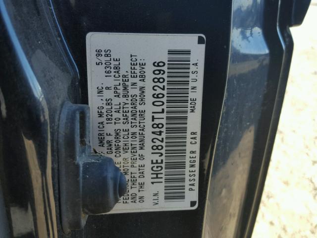 1HGEJ8248TL062896 - 1996 HONDA CIVIC EX შავი ფოტო 10