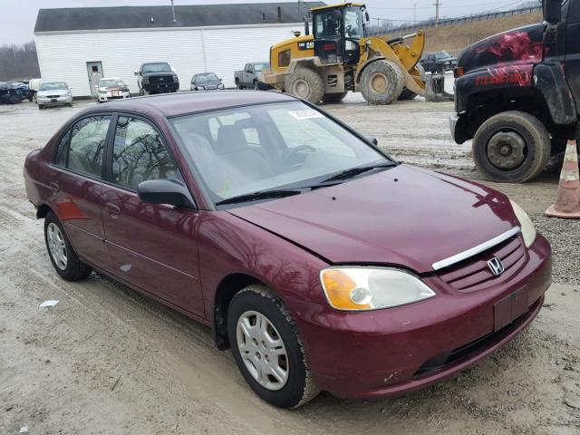 1HGES15502L016079 - 2002 HONDA CIVIC LX RED photo 1