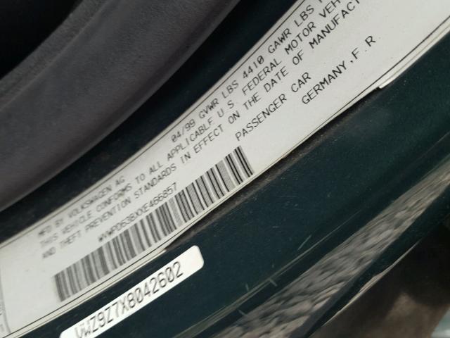 WVWPD63BXXE466857 - 1999 VOLKSWAGEN PASSAT GLX 绿色 照片 10