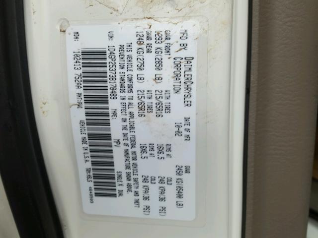 1D4GP25373B178489 - 2003 DODGE CARAVAN SE WHITE photo 10