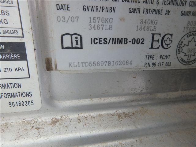 KL1TD55697B162064 - 2007 CHEVROLET AVEO BASE Gümüş fotoğraf 9