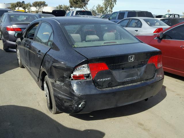 2HGFA16588H343664 - 2008 HONDA CIVIC LX BLACK photo 3