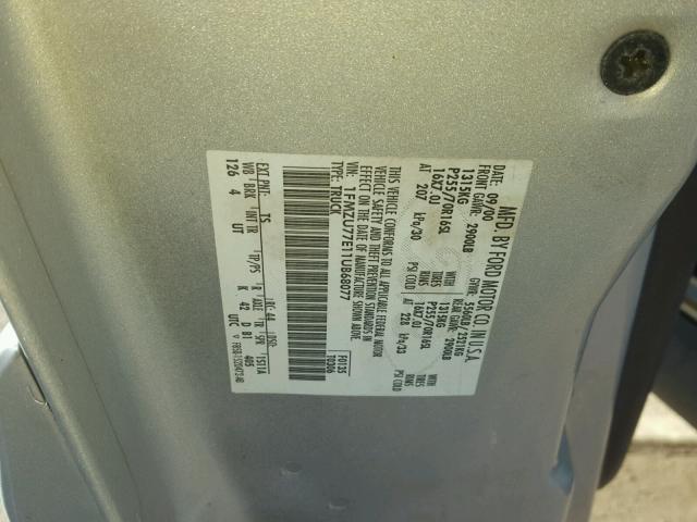 1FMZU77E11UB68077 - 2001 FORD EXPLORER S GRAY photo 10