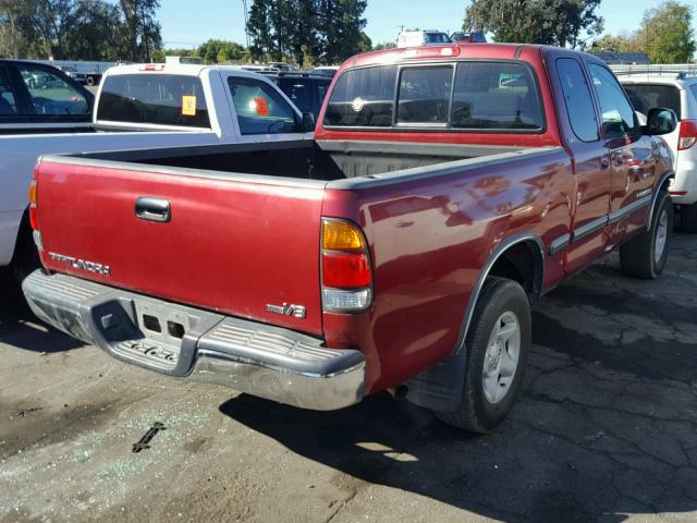 5TBRT341X2S313603 - 2002 TOYOTA TUNDRA ACC BURGUNDY photo 4