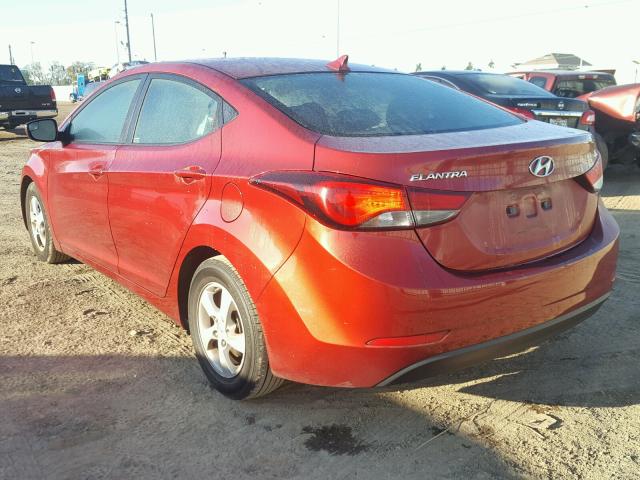 5NPDH4AEXFH550801 - 2015 HYUNDAI ELANTRA SE RED photo 3