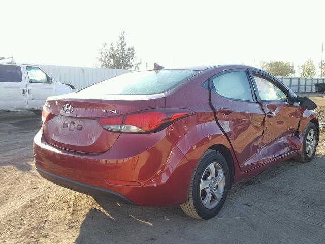 5NPDH4AEXFH550801 - 2015 HYUNDAI ELANTRA SE RED photo 4