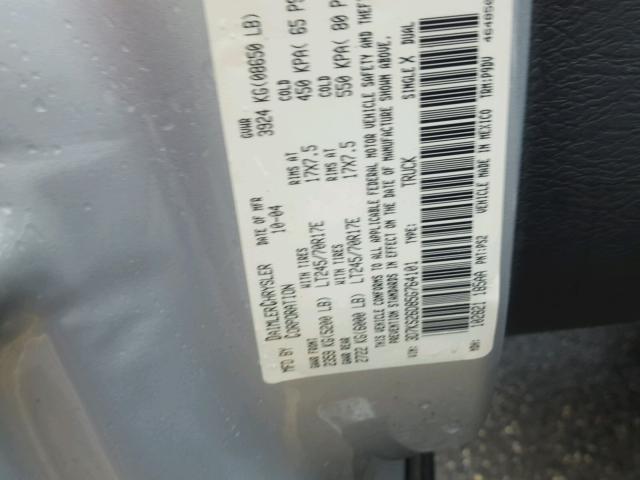 3D7KS26D85G764101 - 2005 DODGE RAM 2500 S SILVER photo 10