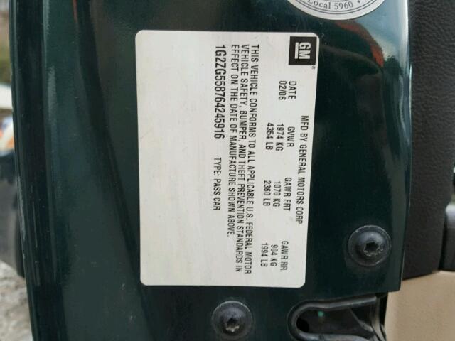 1G2ZG558764245916 - 2006 PONTIAC G6 SE1 GREEN photo 10