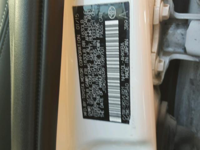 JTDKDTB3XF1089701 - 2015 TOYOTA PRIUS C WHITE photo 10