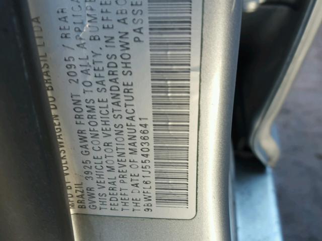 9BWFL61J554036641 - 2005 VOLKSWAGEN GOLF GL SILVER photo 10