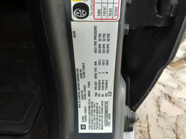 1GCDT33E888225782 - 2008 CHEVROLET COLORADO L GRAY photo 10