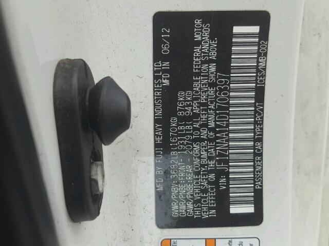 JF1ZNAA14D1706397 - 2013 TOYOTA SCION FR-S WHITE photo 10