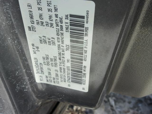 1D7HW22K76S716876 - 2006 DODGE DAKOTA ST GRAY photo 10