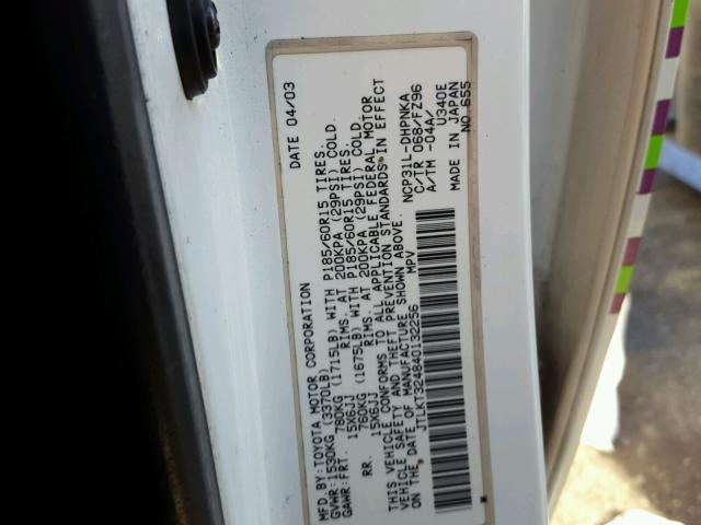 JTLKT324840132256 - 2004 TOYOTA SCION XB თეთრი ფოტო 10