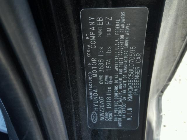 KMHCM36C58U070596 - 2008 HYUNDAI ACCENT GS BLACK photo 10