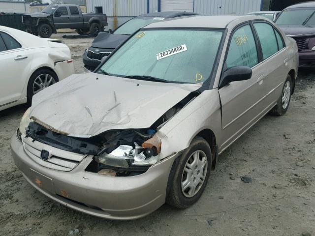 2HGES16512H537193 - 2002 HONDA CIVIC LX TAN photo 2