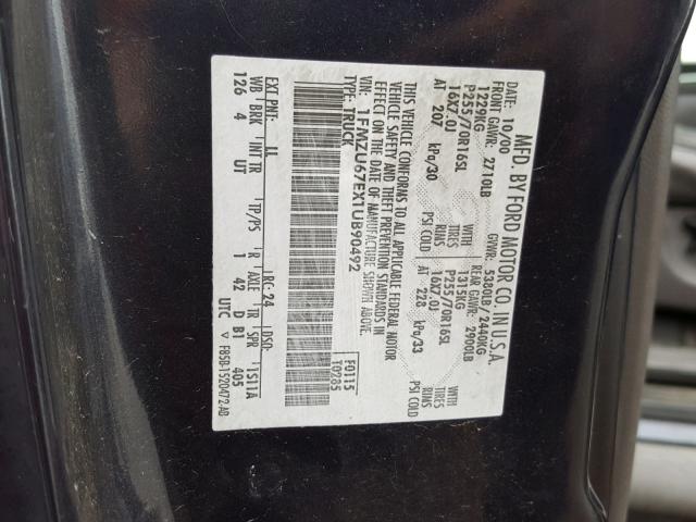 1FMZU67EX1UB90492 - 2001 FORD EXPLORER S BLUE photo 10