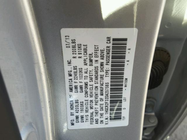 1HGCR2F32DA257565 - 2013 HONDA ACCORD LX SILVER photo 10