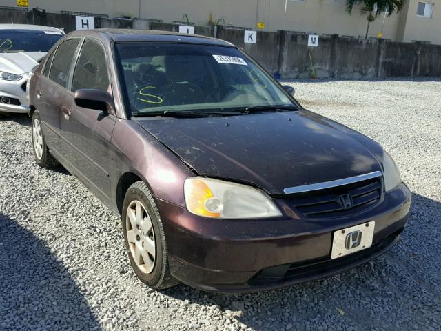 2HGES267X1H500455 - 2001 HONDA CIVIC EX მუქწითელი ფოტო 1