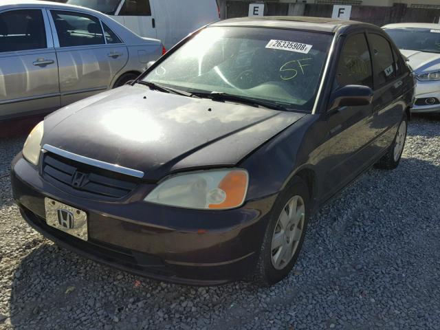 2HGES267X1H500455 - 2001 HONDA CIVIC EX მუქწითელი ფოტო 2