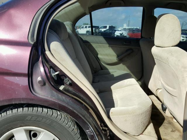 2HGES267X1H500455 - 2001 HONDA CIVIC EX მუქწითელი ფოტო 6