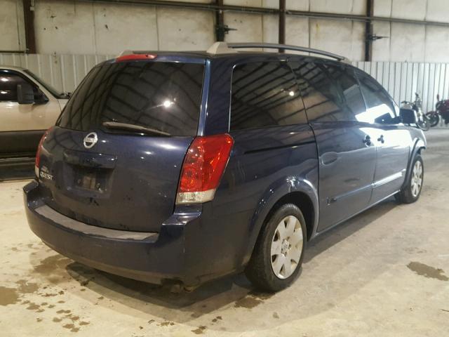 5N1BV28U75N105623 - 2005 NISSAN QUEST S BLUE photo 4