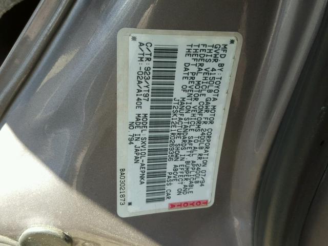 JT2SK12E1R0269356 - 1994 TOYOTA CAMRY LE GRAY photo 10