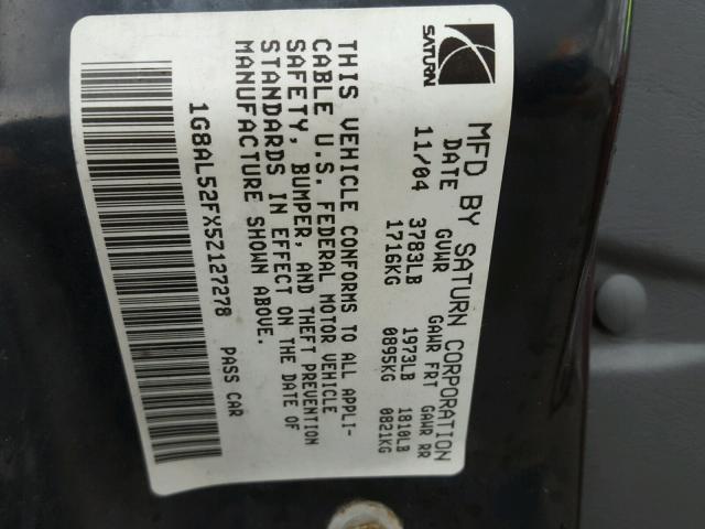 1G8AL52FX5Z127278 - 2005 SATURN ION LEVEL RED photo 10