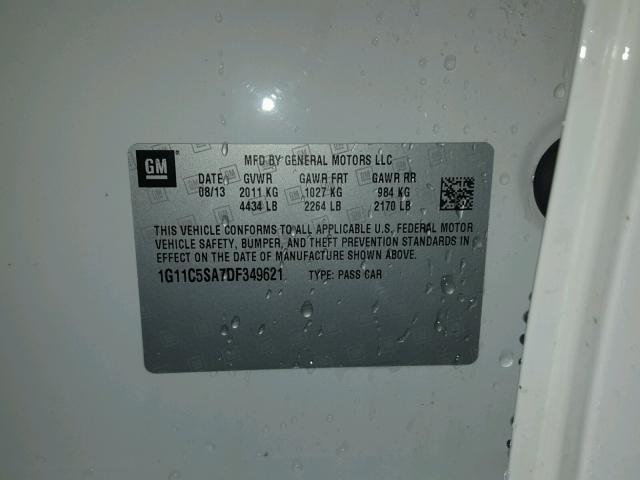 1G11C5SA7DF349621 - 2013 CHEVROLET MALIBU 1LT 白色 照片 10