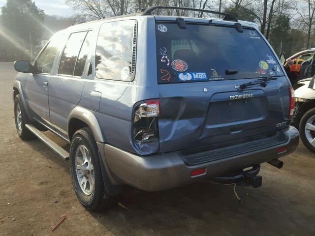 JN8DR07Y81W507511 - 2001 NISSAN PATHFINDER BLUE photo 3