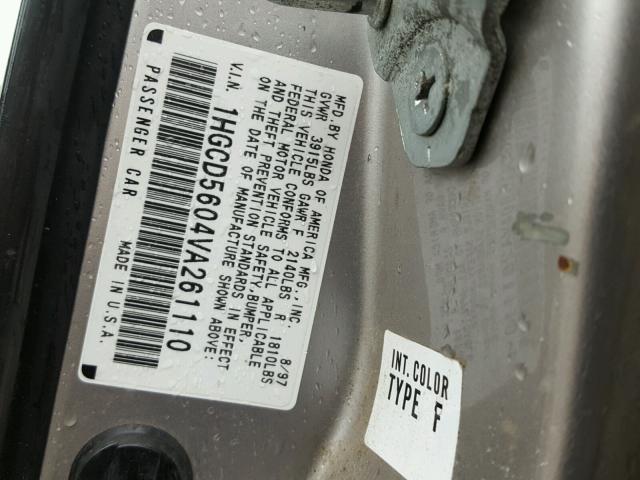 1HGCD5604VA261110 - 1997 HONDA ACCORD SE TAN photo 10