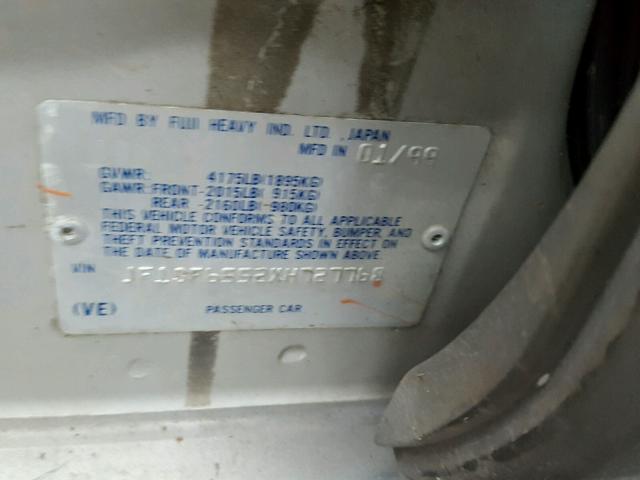JF1SF6552XH727768 - 1999 SUBARU FORESTER S GRAY photo 10