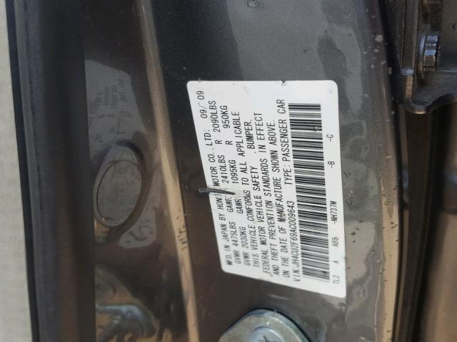 JH4CU2F69AC009643 - 2010 ACURA TSX SILVER photo 10