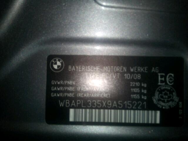 WBAPL335X9A515221 - 2009 BMW 335 XI GRAY photo 10