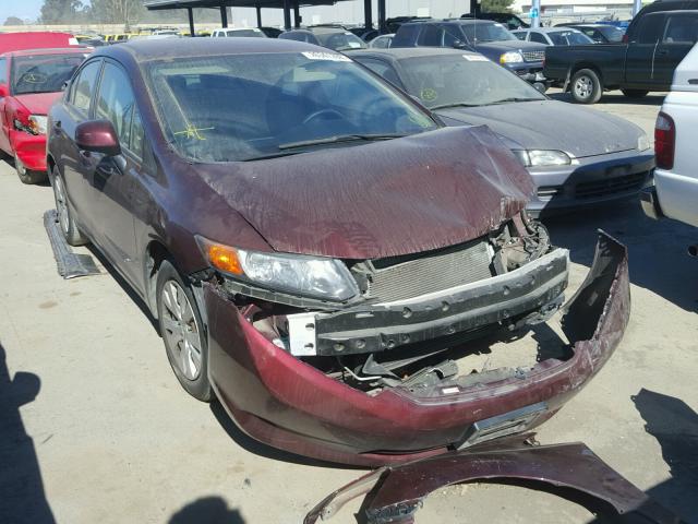 19XFB2F52CE340877 - 2012 HONDA CIVIC LX BURGUNDY photo 1