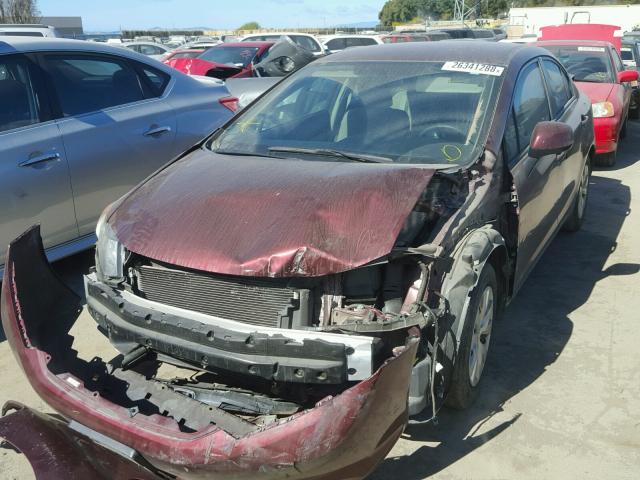 19XFB2F52CE340877 - 2012 HONDA CIVIC LX BURGUNDY photo 2