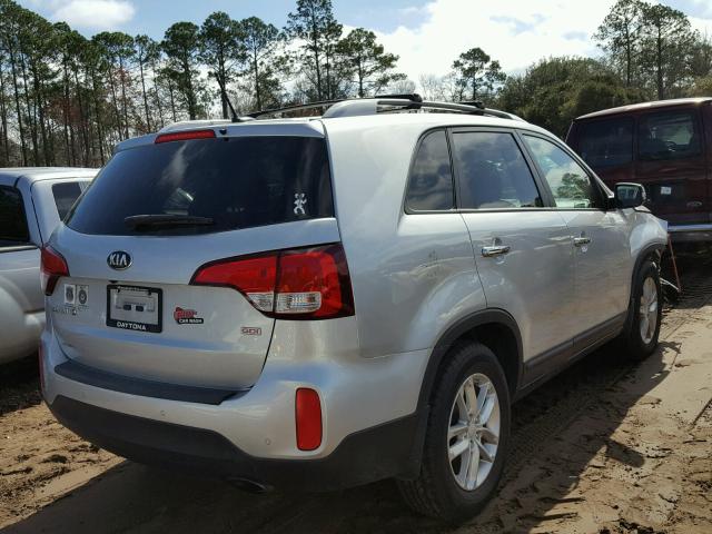 5XYKT3A64EG444231 - 2014 KIA SORENTO LX SILVER photo 4